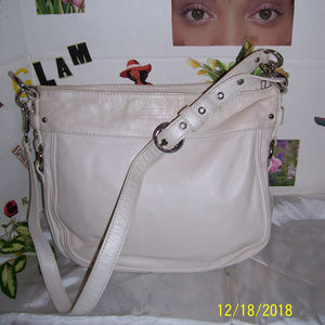 COACH Cream Ivory Leather Hobo ZOE